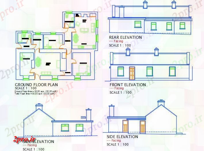 دانلود نقشه مسکونی  ، ویلایی ، آپارتمان  خانه اصلی 1 (کد43048)