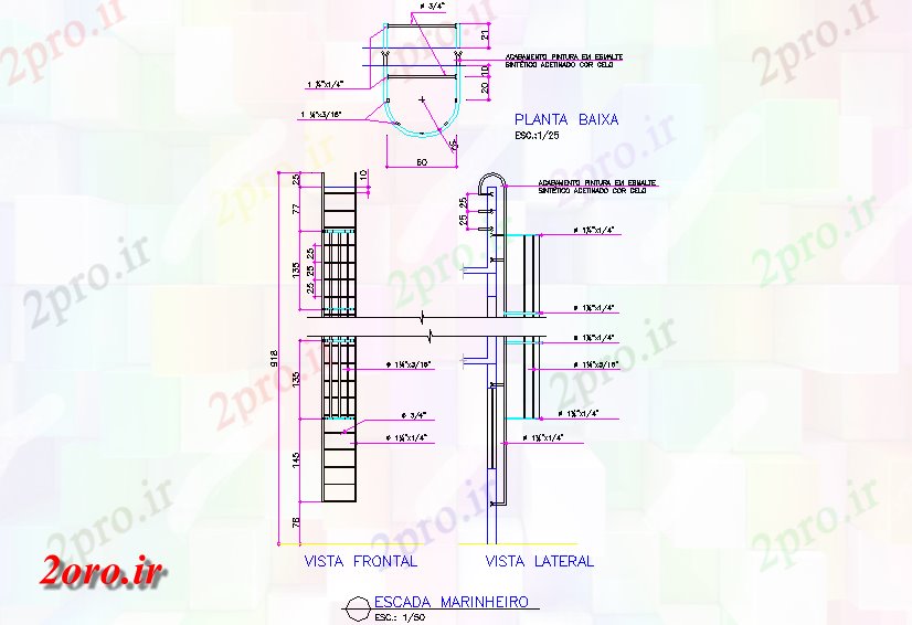 دانلود نقشه جزئیات ساخت و ساز راه پله در فولاد (کد43061)