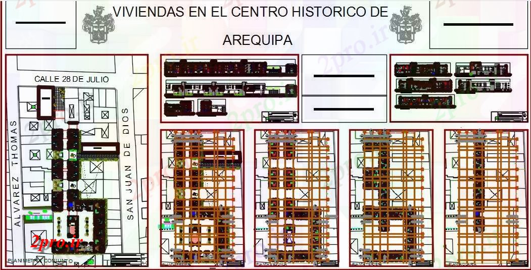 دانلود نقشه ساختمان مرتفعمجتمع مسکونی مرکز athistorical از Arequipa در (کد43093)