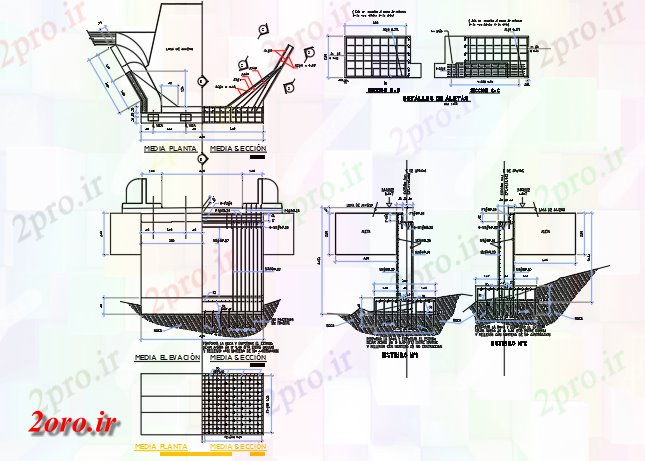 دانلود نقشه جزئیات ساخت و ساز جزئیات پل فضایی (کد43132)