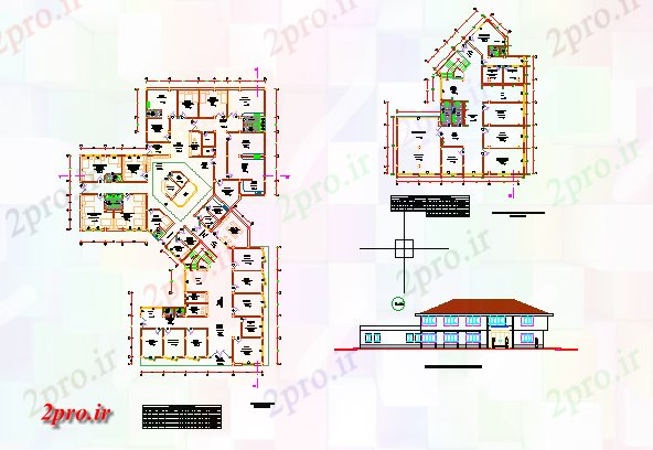 دانلود نقشه بیمارستان -  درمانگاه -  کلینیک ماساژ نیمکت (کد43164)