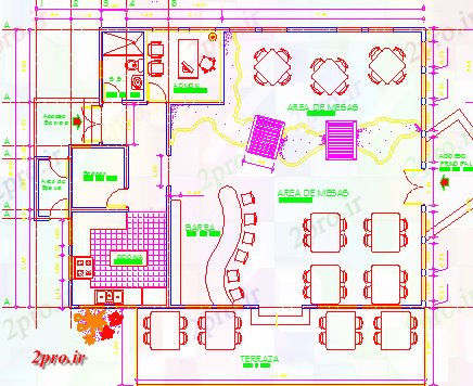 دانلود نقشه هتل - رستوران - اقامتگاه  رستوران نوار (کد43179)