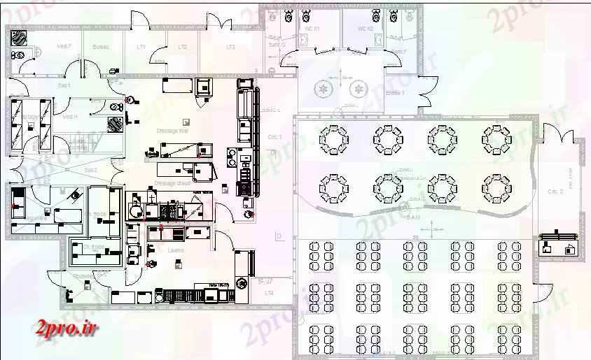 دانلود نقشه هتل - رستوران - اقامتگاه  آشپزخانه پروژه (کد43183)