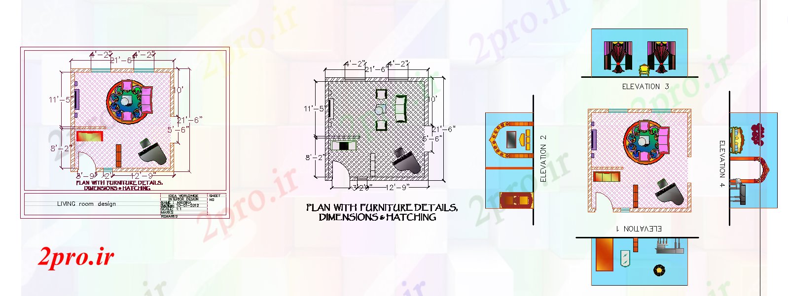 دانلود نقشه  نشیمن طراحی داخلی اتاق (کد43204)