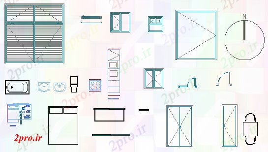دانلود نقشه جزئیات طراحی در و پنجره  بلوک های پویا دو بعدی  از قسمت پنجره طراحی (کد43306)