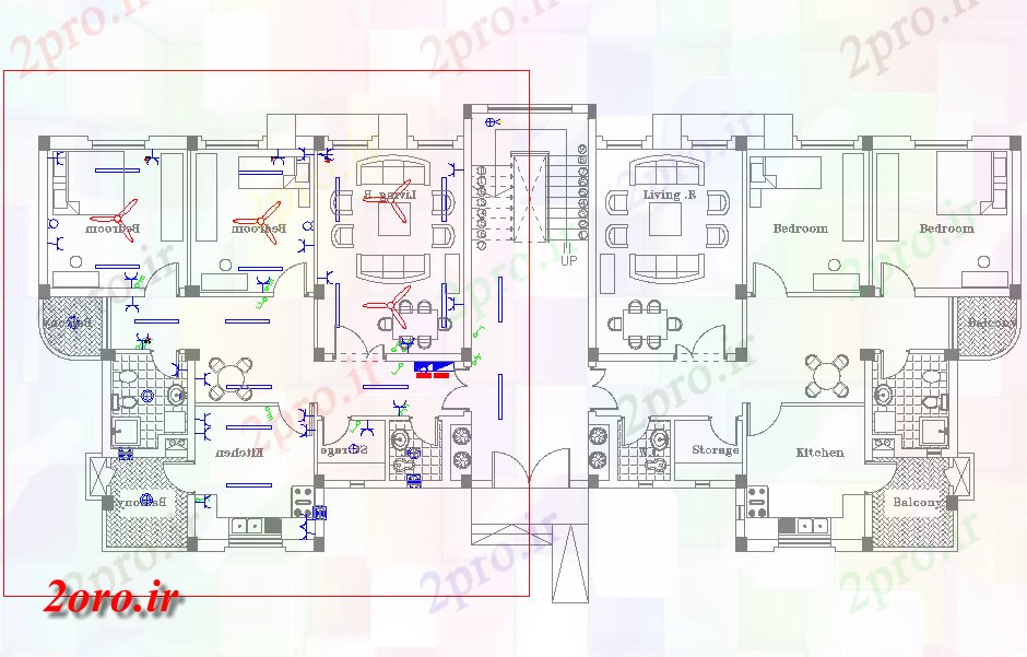 دانلود نقشه طراحی داخلی طرحی برق از آپارتمان   (کد43334)
