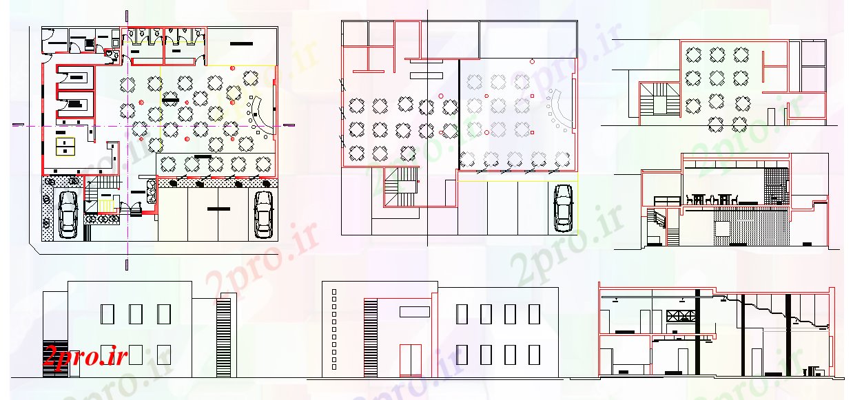 دانلود نقشه هتل - رستوران - اقامتگاه  طراحی طرحی رستوران (کد43340)