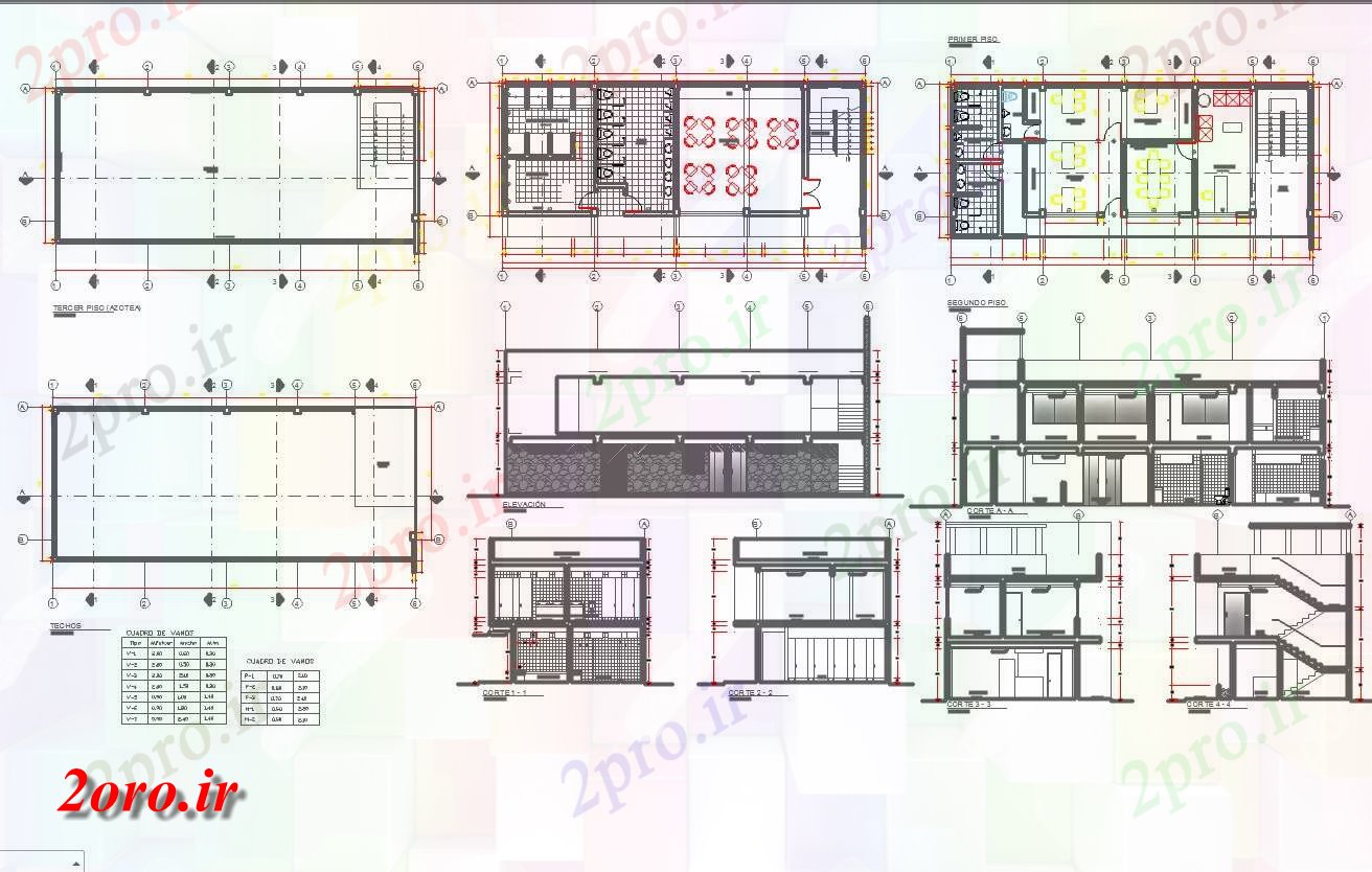 دانلود نقشه ساختمان اداری - تجاری - صنعتی طراحی به دفتر شرکت (کد43398)