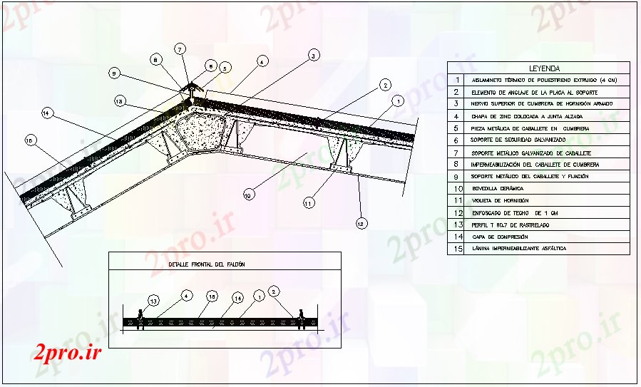 دانلود نقشه جزئیات ساخت و ساز ساخت و ساز طراحی خط الراس با  افسانه (کد43500)