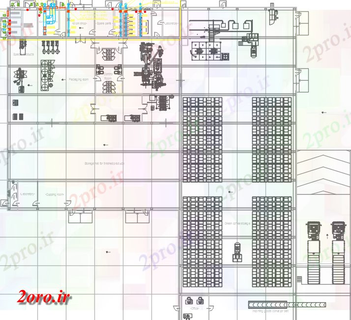 دانلود نقشه ساختمان اداری - تجاری - صنعتی  مکانیک قهوه برشته ساختمان  (کد43545)
