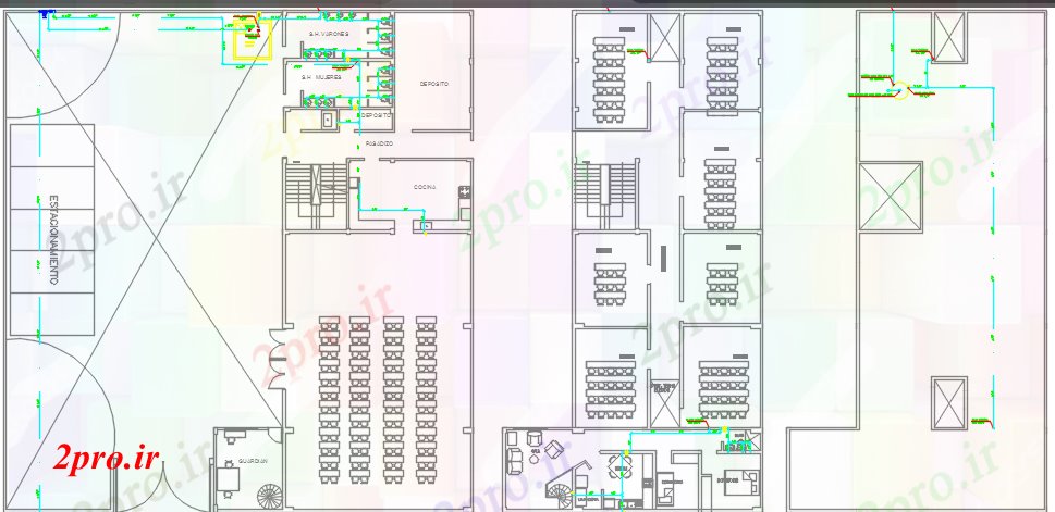 دانلود نقشه ساختمان اداری - تجاری - صنعتی ساختمان شرکت های بزرگ (کد43595)
