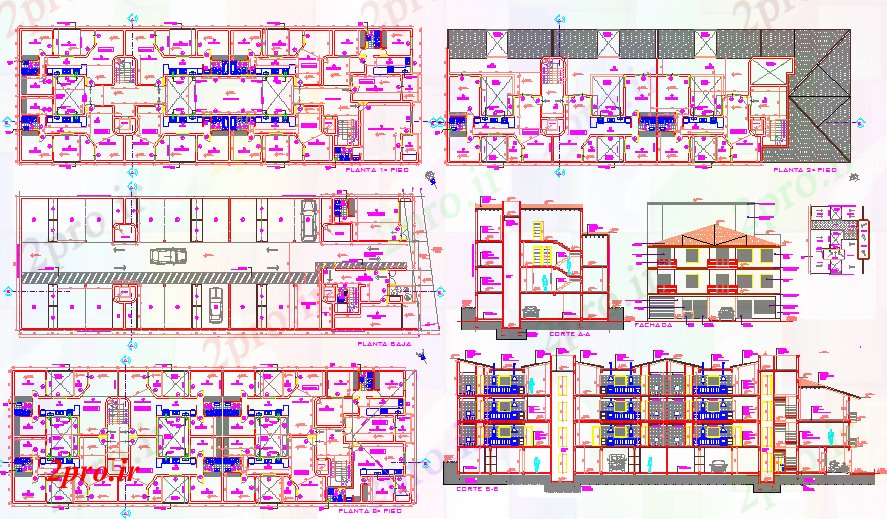 دانلود نقشه ساختمان اداری - تجاری - صنعتی پروژه ساختمان اداری شرکت های بزرگ (کد43597)