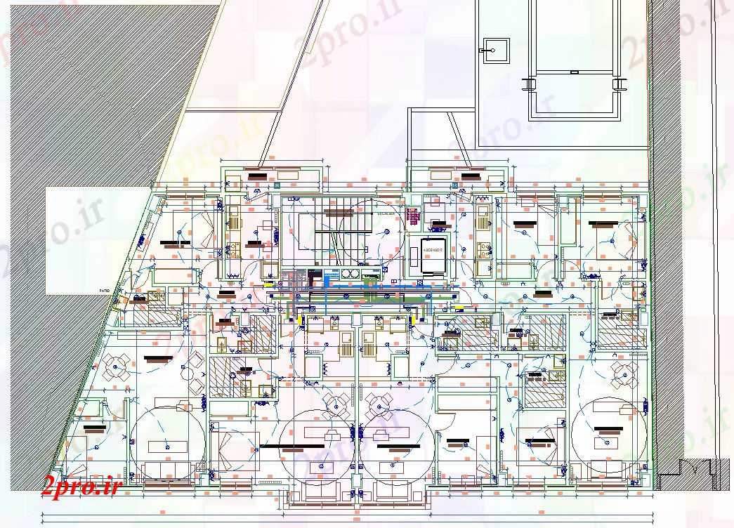 دانلود نقشه معماری طرحی چیدمان برق برای پروژه ساختمان (کد43640)