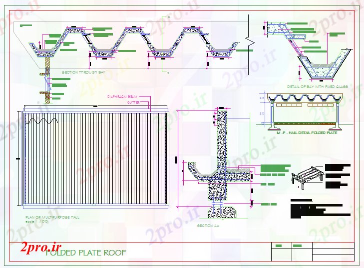 دانلود نقشه جزئیات ساختار جزئیات فولاد سقف (کد43644)