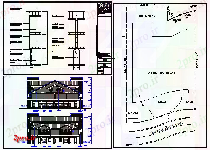 دانلود نقشه مسکونی  ، ویلایی ، آپارتمان  ساختار خانه و دراز کردن با جزئیات نمای (کد43681)