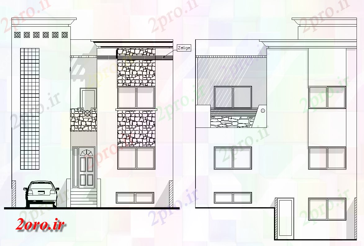دانلود نقشه مسکونی  ، ویلایی ، آپارتمان  طراحی معماری نما خانه (کد43745)