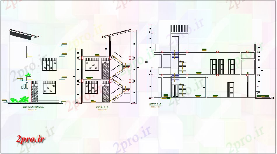 دانلود نقشه ساختمان مرتفع بخشی و نما ساخت (کد43751)