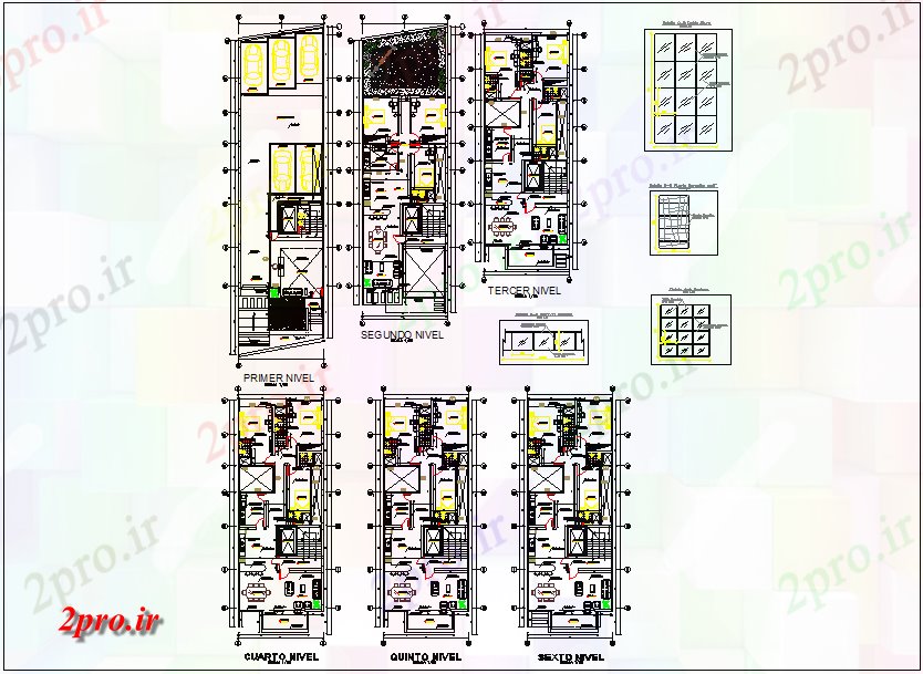 دانلود نقشه مسکونی  ، ویلایی ، آپارتمان  ساختمان مسکونی آپارتمان   با دید طراحی از ساختار (کد43800)