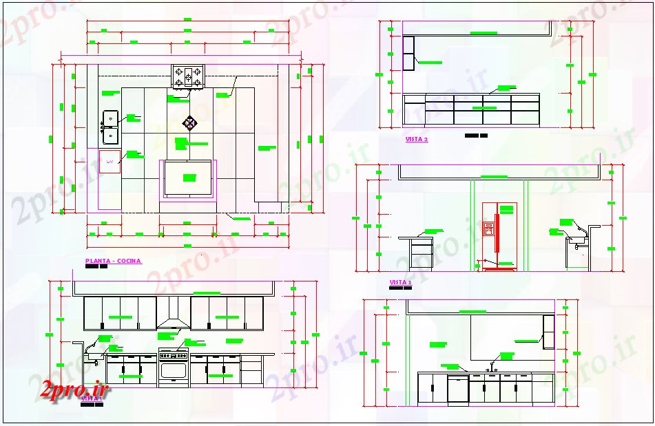 دانلود نقشه آشپزخانه آشپزخانه طرحی جزئیات بخش اتاق نما    (کد43823)