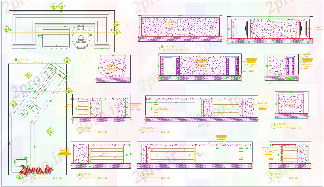 دانلود نقشه اتاق نشیمن  ، حال ، پذیرایی اطلاعات داخلی از دیوار و بافت دیوار رنگ (کد43839)