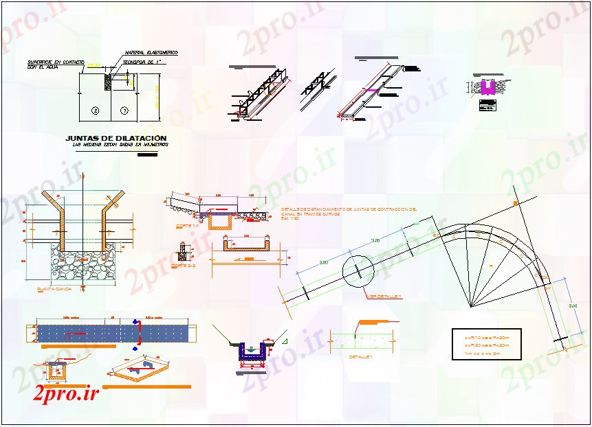 دانلود نقشه پلان مقطعی قنات کانال مقطع و طرحی جزئیات طراحی (کد43865)