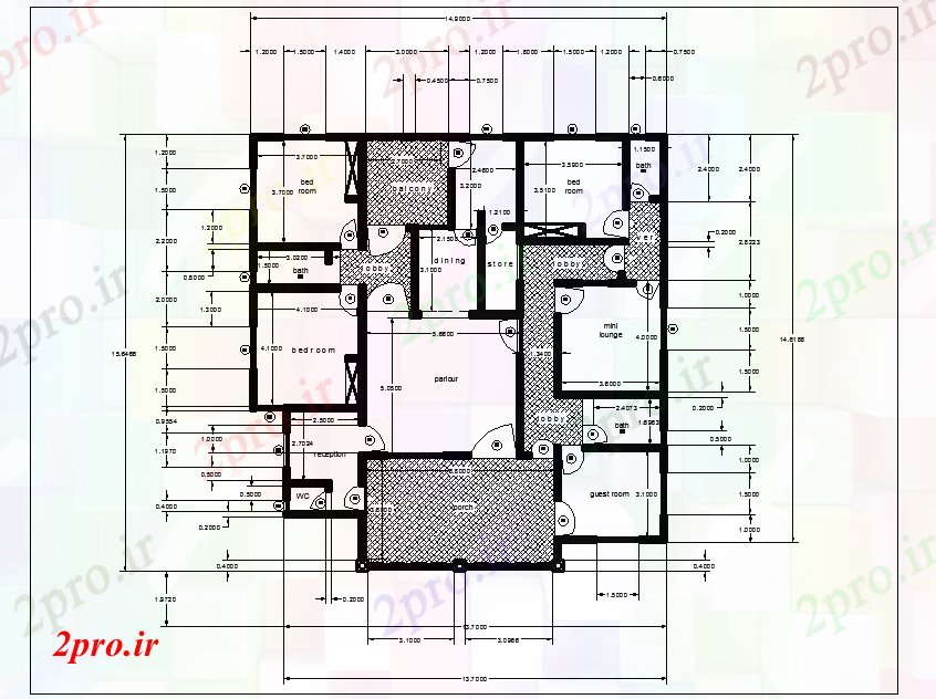 دانلود نقشه مسکونی  ، ویلایی ، آپارتمان  طرحی معماری خانه چیدمان (کد43902)