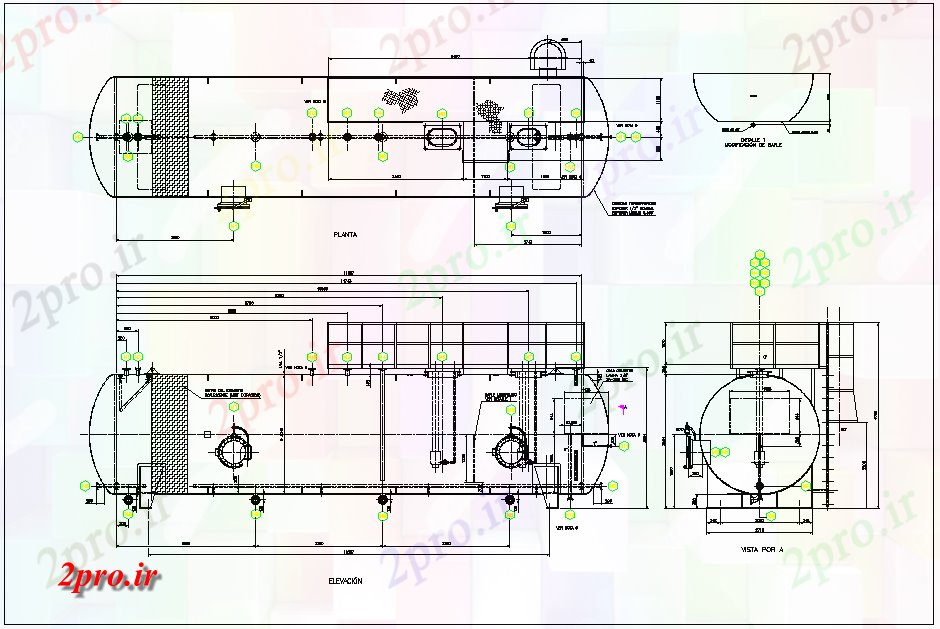 دانلود نقشه کارخانه صنعتی  ، کارگاه جدا از نفت خام در طرحی جزئیات پالایشگاه و طراحی چیدمان، نما دیدگاه  جزئیات (کد43911)