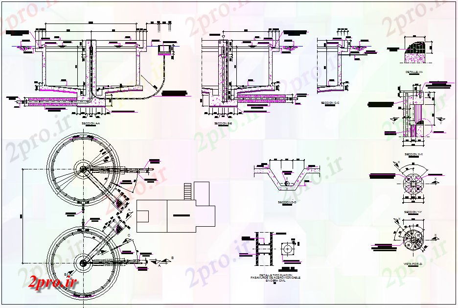 دانلود نقشه پلان مقطعی جزئیات بخش از ساخت و ساز از دال و جزئیات بنیاد (کد43913)