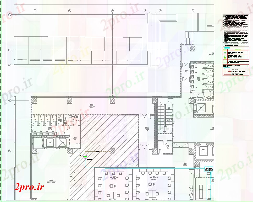 دانلود نقشه ساختمان اداری - تجاری - صنعتی طبقه طراحی (کد44012)