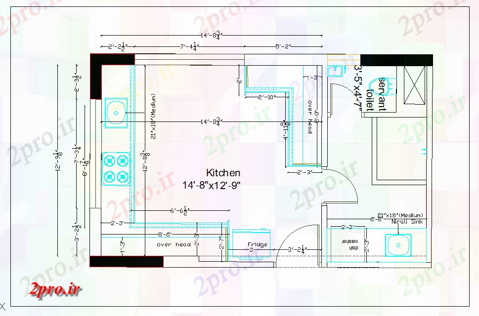 دانلود نقشه آشپزخانه آشپزخانه طرحی مسکونی جزئیات طرح (کد44040)