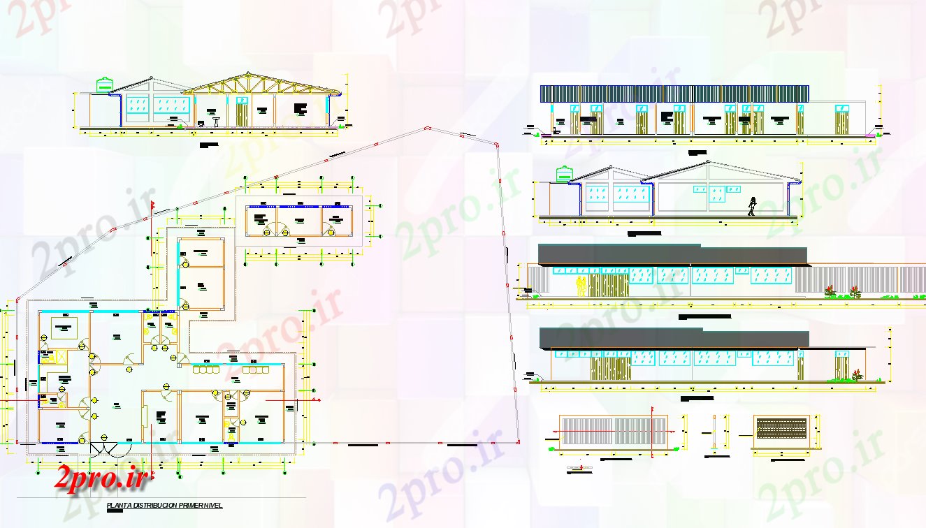 دانلود نقشه مسکونی  ، ویلایی ، آپارتمان  طراحی تک به سطح خانه و طراحی نما (کد44055)