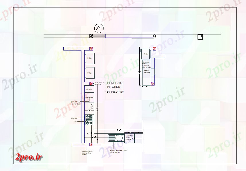 دانلود نقشه آشپزخانه آشپزخانه طراحی (کد44076)