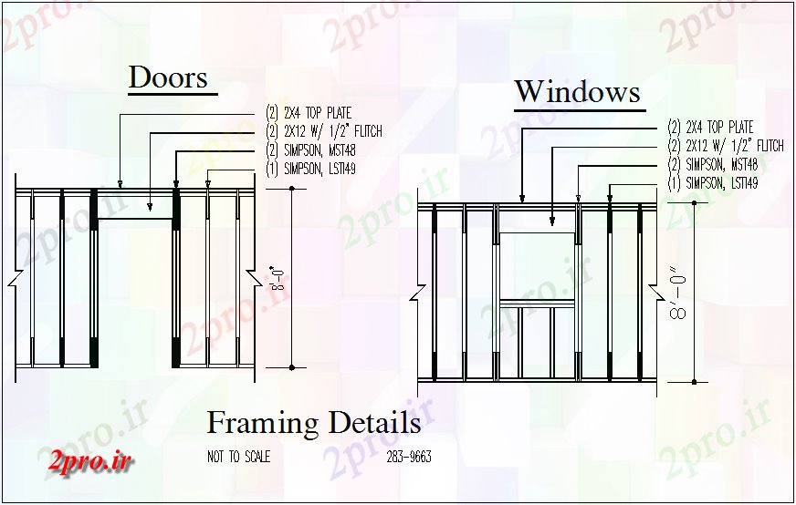 دانلود نقشه درب و پنجره طرحی فریم جزئیات (کد44084)