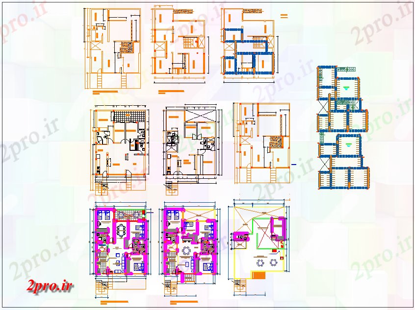 دانلود نقشه مسکونی  ، ویلایی ، آپارتمان  طرحی مسکونی (کد44086)