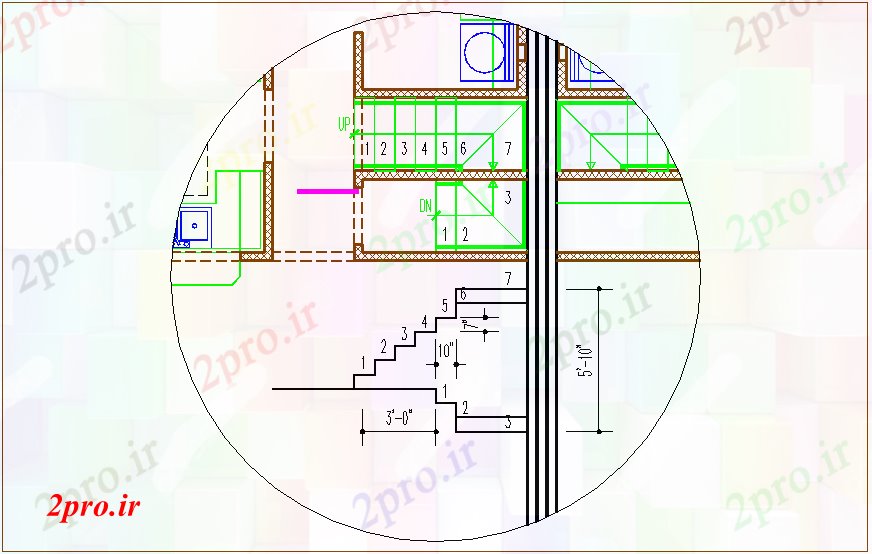 دانلود نقشه جزئیات ساخت و ساز جزئیات ساخت و ساز پله (کد44092)
