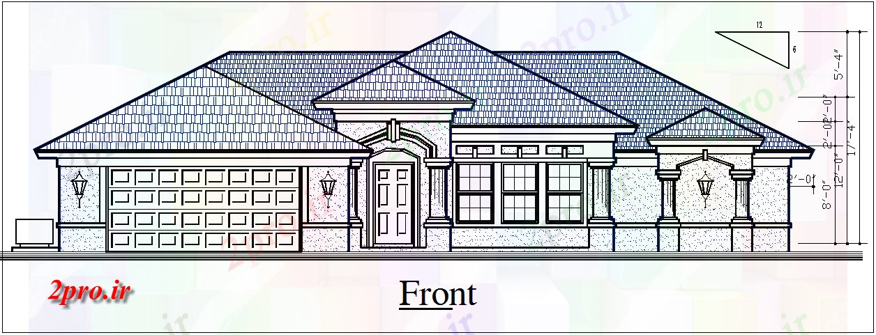 دانلود نقشه خانه های کوچک ، نگهبانی ، سازمانی - نما خانه با طراحی جزئیات  (کد44179)