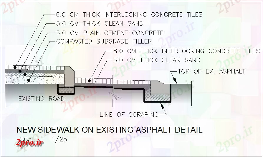 دانلود نقشه جزئیات ساخت و ساز جزئیات پیاده رو با   ساخت و ساز  (کد44196)