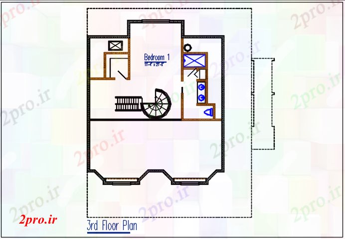 دانلود نقشه مسکونی  ، ویلایی ، آپارتمان  طرحی طبقه 3N جزئیات (کد44264)