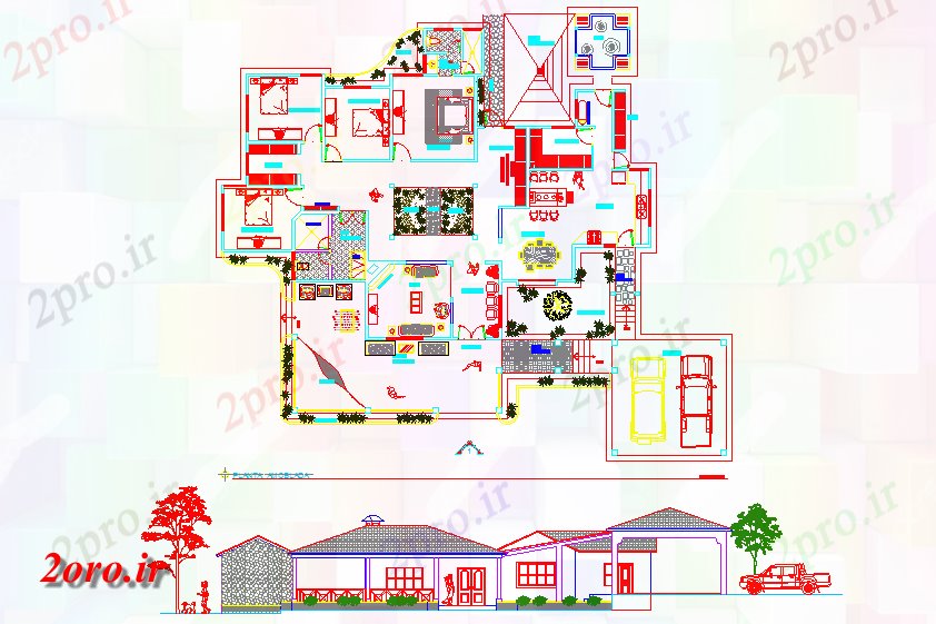 دانلود نقشه خانه های کوچک ، نگهبانی ، سازمانی - نما از خانههای ویلایی و طرحی های معماری  (کد44275)