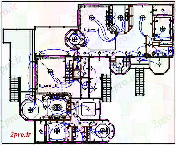 دانلود نقشه معماری ویلایی طراحی های برقی و طراحی نظر طرحی جزئیات (کد44302)