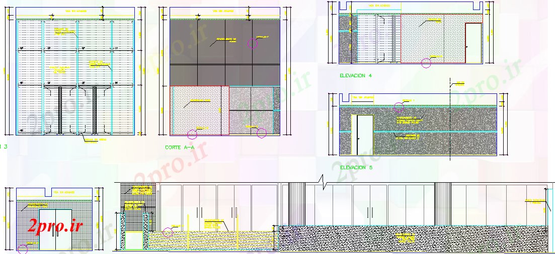 دانلود نقشه ساختمان اداری - تجاری - صنعتی نما لابی  دفتر  (کد44354)