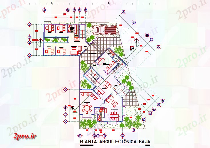 دانلود نقشه ساختمان اداری - تجاری - صنعتی طراحی از پروژه دفتر (کد44356)