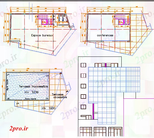 دانلود نقشه ساختمان اداری - تجاری - صنعتی طراحی بانک، اتاق های کنفرانس  بانک (کد44374)