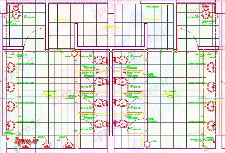 دانلود نقشه بلوک حمام و توالتطراحی از یک بهداشتی (کد44391)