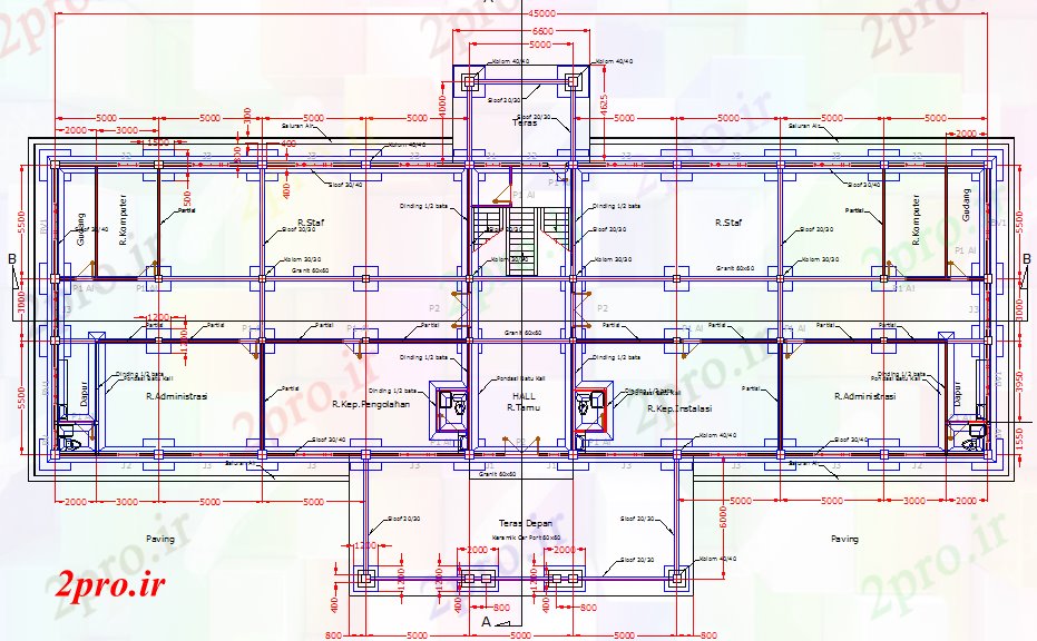 دانلود نقشه ساختمان اداری - تجاری - صنعتی اداره ساخت و ساز طراحی (کد44403)