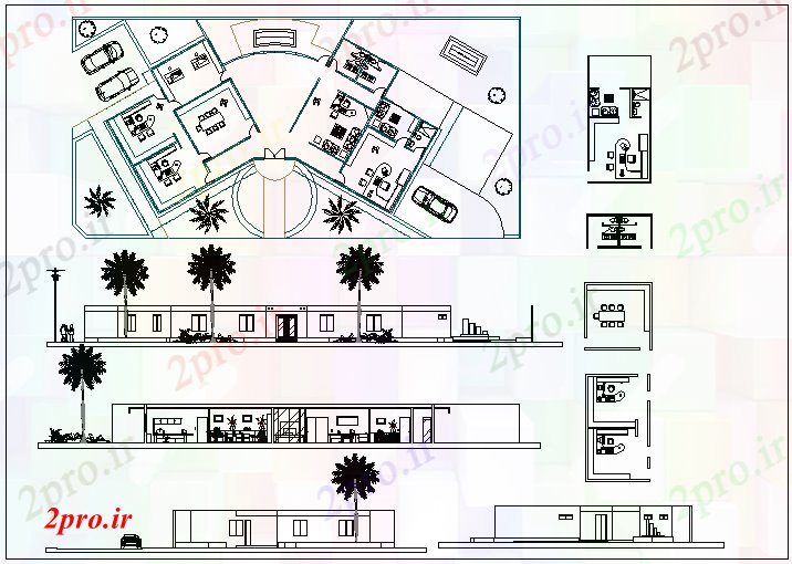 دانلود نقشه جزئیات معماری طرحی معماری با نما (کد44463)