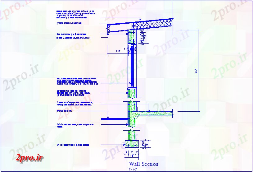 دانلود نقشه جزئیات ساخت و ساز بخش دیوار جزئیات  (کد44469)