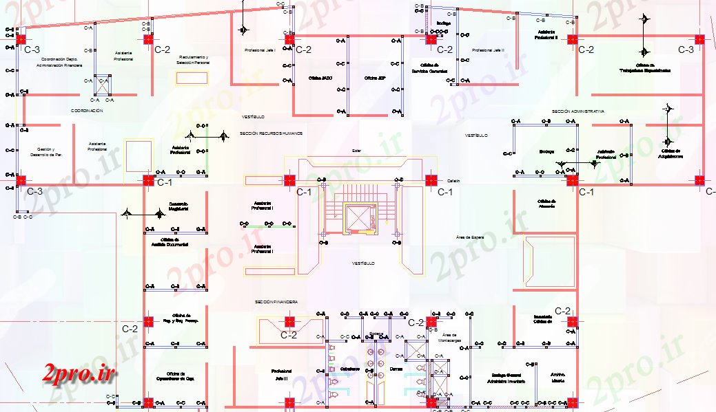 دانلود نقشه ساختمان اداری - تجاری - صنعتی بنیاد دفتر هواپیما ساخت (کد44489)