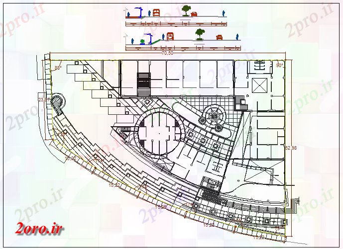 دانلود نقشه  ساختمان دولتی ، سازمانی طبقه دیدگاه با طرحی و  نما  (کد44490)