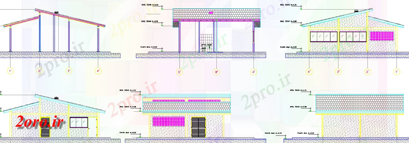 دانلود نقشه جزئیات ساخت و ساز ساختمان ابزار - سنگ تراشی وزن سبک  نما سقف  (کد44500)
